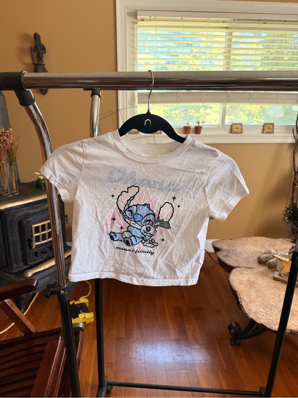 Disney White Tee with Blue & Pink Stitch Graphic